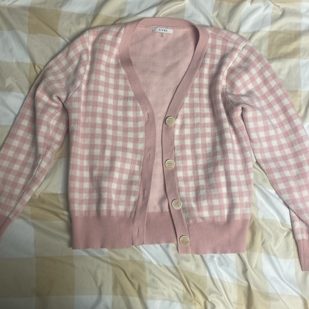 Sioni Barbie Gingham Pink cardigan